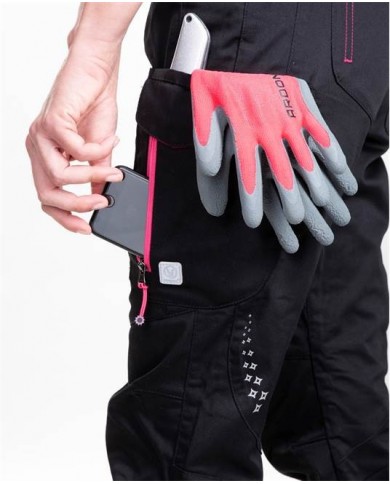 Dámské kalhoty pas FLORET černo-růžová