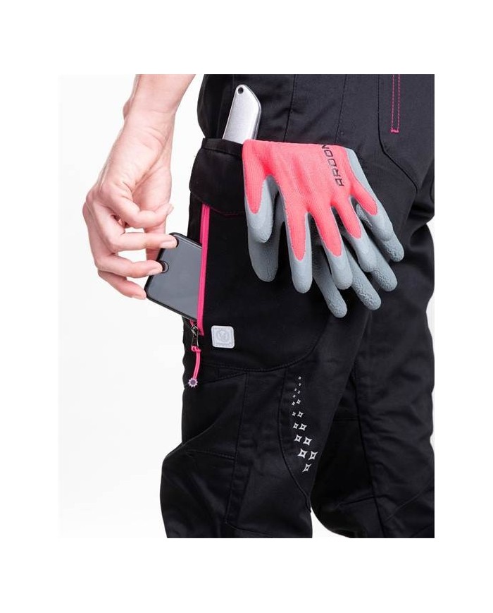 Dámské kalhoty pas FLORET černo-růžová